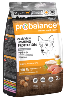 Сухой корм для собак крупных пород Probalance Immuno Adult Maxi, защита иммунитета, 2кг